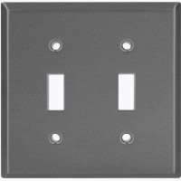 WorldAcc Metal Light Switch Plate Outlet Cover (Plain Dark Grey - Single Toggle)