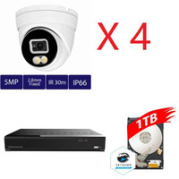Monthly promo! Aibase 4 ch 5MP AI Full Color IP Kit: NVR-3104-4P-AI+1TB HDD+4PCS IP3135W-A-SI-28-AI