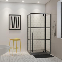 42x36 Kit - 8mm Rectangle Shower Door in 78.5 height with Sliding Door w Acrylic Base & White Honey Comb Shape Walls CCI
