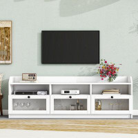 Latitude Run® Sleek & Modern Design TV Stand With Acrylic Board Door, Chic Elegant Media Console For Tvs Up To 65", Ampl