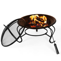 Winston Porter Milliord 16.93'' H x 22'' W Stainless Steel Wood Burning Outdoor Fire Pit