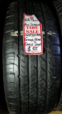 P 225/55/ R16 GOODYEAR EAGLE SPORT M/S Used All Season Tire - 60% TREAD LEFT $55 for THE TIRE / 1 TIRE ONLY !!