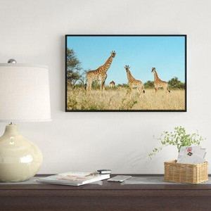 Made in Canada - East Urban Home 'Giraffe Family in Africa' Framed Photographic Print on Wrapped Canvas Canada Preview