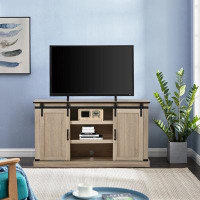 Gracie Oaks 53.90 In. Walnut TV Stand With 2 Adjustable Panels Open Style Cabinet