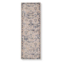 LOOMY Amira Hand-Knotted Wool Area Rug in Navy/Beige
