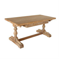Recon Furniture Burlywood Rectangular Solid Wood Desk,2-drawer
