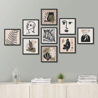 SIGNLEADER Picasso Face Plant Silhouettes Nature Wilderness Illustrations Modern Art Rustic Bohemian Ultra - 9 Piece Pic