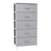 Ebern Designs Slim Light Grey 5-Drawer Chest - Stylish Storage Solution For Small Spaces