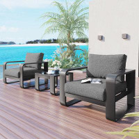 Ivy Bronx 3-pieces Aluminum Frame Patio Furniture With Cushion And Coffee Table