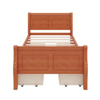 Red Barrel Studio Rikishi Twin Size Wood Platform Bed with 4 Drawers and Streamlined Headboard & Footboard