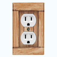 WorldAcc Metal Light Switch Plate Outlet Cover (Biege Fence - Single Duplex)