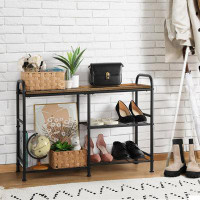 17 Stories Freestanding Shoe Rack Bench With Boot Organizer, Rustic Brown