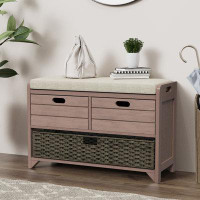 Red Barrel Studio Tionna 32" Storage Bench for Entryway, Shoe Bench with Storage Removable Basket and 2 Drawers