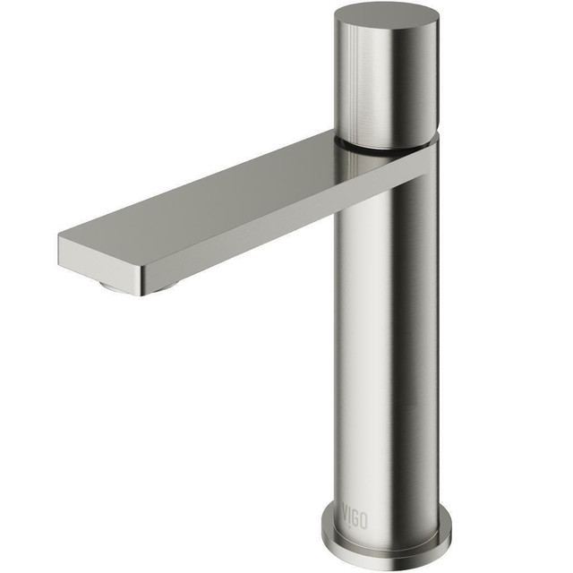 Vigo Halsey Single Hole Bathroom Faucet, Chrome, Brushed Nickel, Matte Black, Matted Brushed Gold - Deck Plate Optional in Plumbing, Sinks, Toilets & Showers