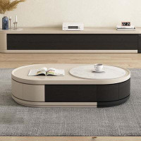 Great Deals Trading 51.18" Black&White Sintered Stone + Manufactured Wood Coffee Table
