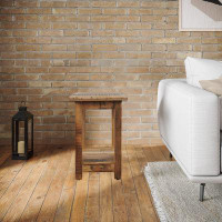 The Twillery Co. Pembroke Reclamation Rustic Reclaimed Solid Wood Square End Table With Storage Shelf - Rustic Unfinishe