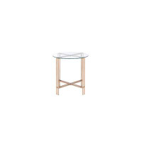 Everly Quinn Clear Glass And Metal Round End Table