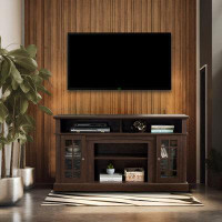 Red Barrel Studio Modern Dark Brown TV Stand Fits 50 To 60 In. With 3 Adjustable Shelf And Open Space 58.25"W X 15.75"D