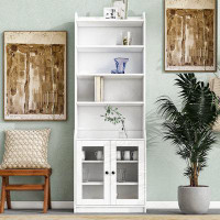 Latitude Run® Spindale White Tall Cabinet, Versatile Sideboard, Contemporary Bookshelf with Adjustable Shelves