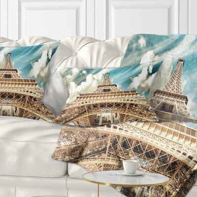 East Urban Home Paris Eiffel Tower Under Sky Lumbar Pillow in Bedding