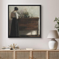 wall26 Vintage Woman Writing at Desk Classic Interior Scene Nature Wilderness Illustrations Rustic Zen
