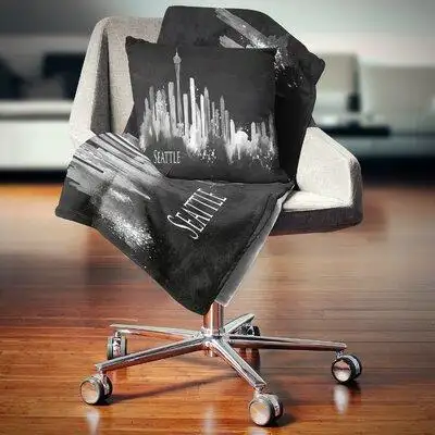 East Urban Home Cityscape Painting Seattle Silhouette Pillow