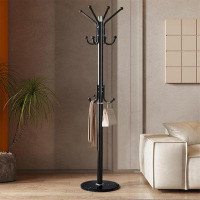 Red Barrel Studio Freestanding with Natural Marble Base, Sturdy Metal Coat Racks Stand with 11 Hooks