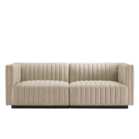 TODAY DECOR Todaydecor Conjure Channel Tufted Upholstered Fabric Loveseat