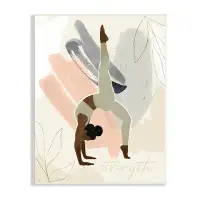 Stupell Industries Strength Abstract Leaf Simple Yoga Fitness Person Black Framed Giclee Texturized Art By Victoria Barn