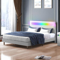 Orren Ellis Orren Ellis Platform Bed Frame With Smart Led Strip Light, King Size Bed Frame With Rgb Led Headboard, Rgb L