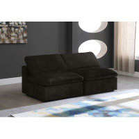 Everly Quinn Millersburg 78" Velvet Armless Modular Sofa with Reversible Cushions