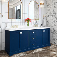 Hokku Designs Markeia 72'' Double Bathroom Vanity with Engineered Stone Top