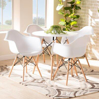 Corrigan Studio Corrigan Studio Dining Table, Dining Chairs In Modern Style - White/Oak Brown/Black Colour