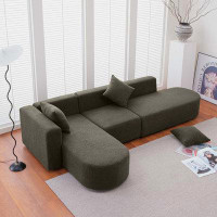 Ivy Bronx Modern L shape boucle Sofa with curved seat (facing left)