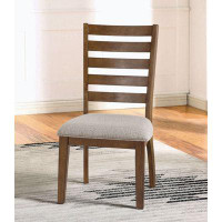 Wenty Transitional Set Of 2Pc Side Chairs Walnut Light Ladder Back Chairs Solid Wood 100% Polyester Fabric Upholstered P