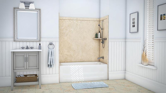 Creme Travertine Shower Wall Surround 5mm - 6 Kit Sizes available ( 35 Colors and Styles Available ) **Includes Delivery dans Plomberie, éviers, toilettes et bains - Image 4