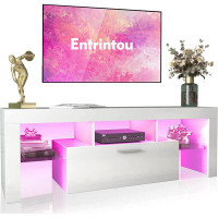 CG INTERNATIONAL TRADING Modern LED TV Stand For 55 Inch TV With Shelves And Large Storage, Rustic Entertainment Centre,