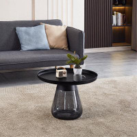 Hokku Designs Glass Base with Painting Top Coffee Table