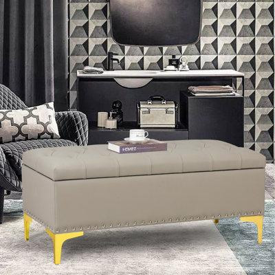 Mercer41 Riniyah Faux Leather Upholstered Storage Bench in Couches & Futons