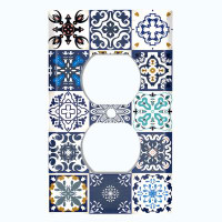 WorldAcc Vintage Colourful Pattern 1-Gang Duplex Outlet Wall Plate
