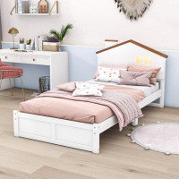 Harper Orchard Heiss Wood Twin Platform Bed with House-shaped Headboard and Built-in LED