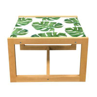 East Urban Home East Urban Home Jungle Leaves Coffee Table, Silhouettes Of Wide Monstera Fronds With Holes And Strokes,
