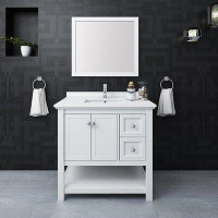 Wade Logan Caitria 36" Free-Standing Single Sink Bathroom Vanity Set with Mirror (Faucet Not Included)