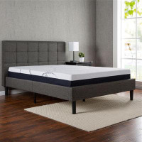 Latitude Run® King Size Dark Grey Upholstered Platform Bed with Headboard