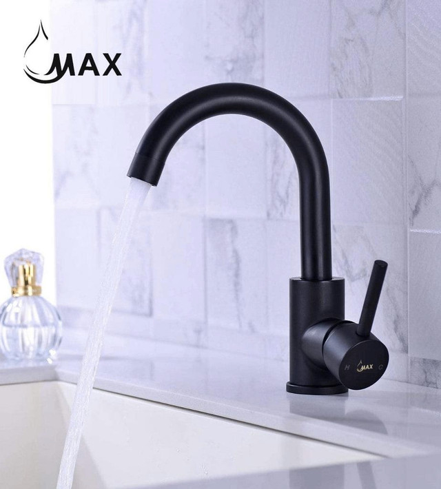 Bathroom Faucet Side Handle Swivel Matte Black Finish in Plumbing, Sinks, Toilets & Showers - Image 4