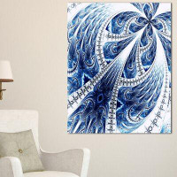 Made in Canada - Design Art Symmetrical Large Dark Blue Fractal Flower Graphic Art on Wrapped Canvas