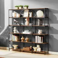17 Stories Vintage Industrial Style Open Bookcase With Metal Frame