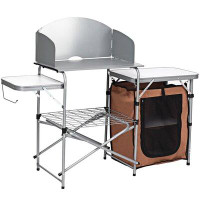 Gymax Gymax Folding Outdoor Camping Table Portable BBQ Grill Table with Storage Bag