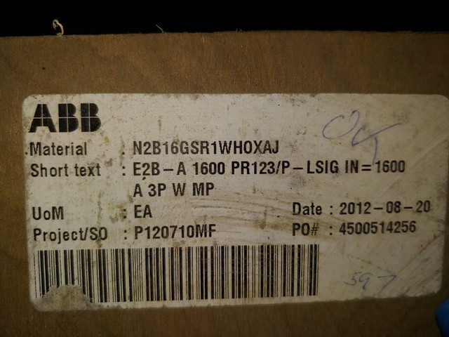 ABB SACE EMAX CIRCUIT-BREAKER E2B-A 1600A in Other Business & Industrial - Image 3