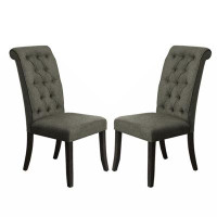 Red Barrel Studio Set Of 2 Upholstered Fabric Side Chairs In Antique Black And Grey
